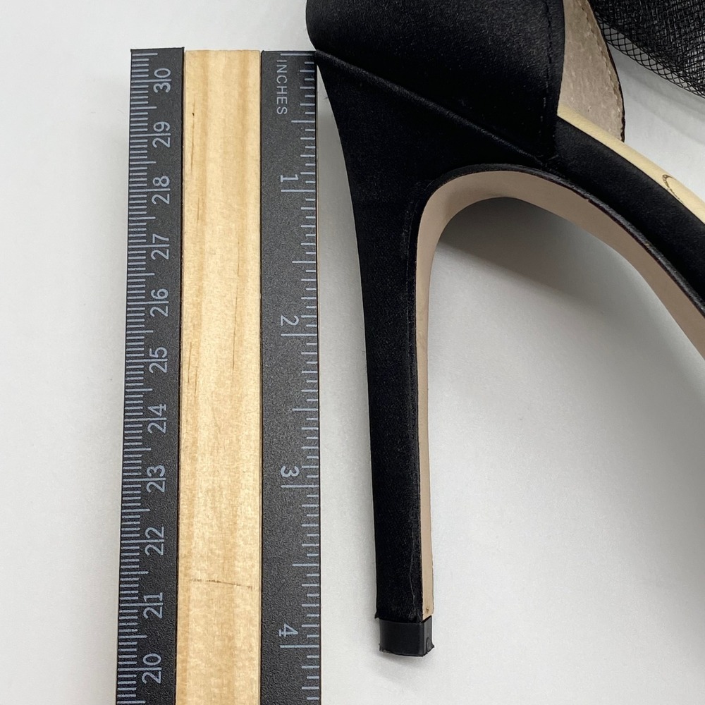 Jessica Simpson Size 6.5 Pumps D'Orsay Dress Heels Black Satin Stiletto Bows - Picture 11 of 11